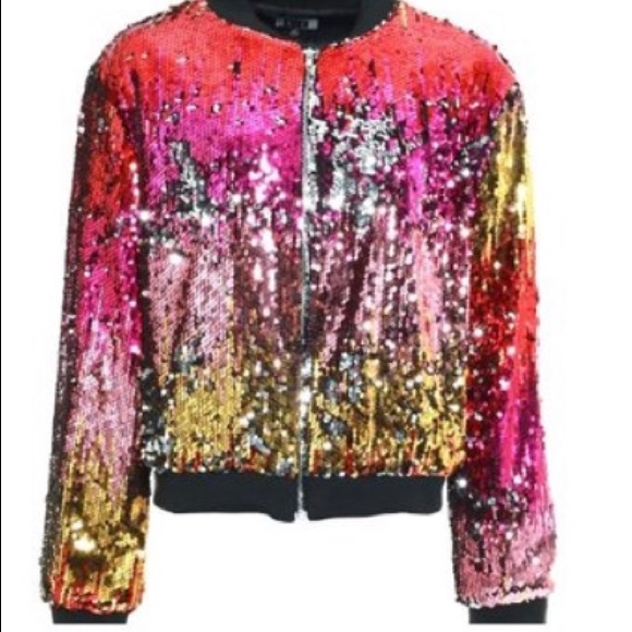 Jackets & Blazers - Gradient rainbow mermaid bomber jacket